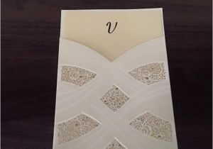 Ivory Pocketfold Wedding Invitations Elegant Foil Stamped Laser Cut Ivory Pocket Wedding