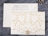 Ivory Pocketfold Wedding Invitations formal Elegant Ivory and Gold Glittery Pocket Wedding