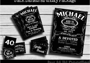 Jack Daniels 40th Birthday Invitations Jack Daniels Party Package Invitation Cupcake toppers Food