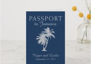 Jamaican Party Invitation Template Montego Bay Jamaica Navy Blue Wedding Passport Invitation