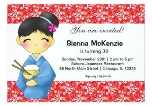 Japanese Birthday Party Invitations Japanese Birthday theme 5" X 7" Invitation Card
