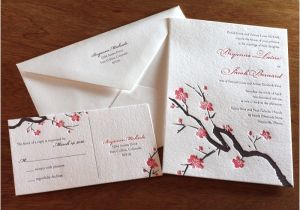Japanese Cherry Blossom Wedding Invitations asian Wedding Invitations Cherry Blossoms Letterpress