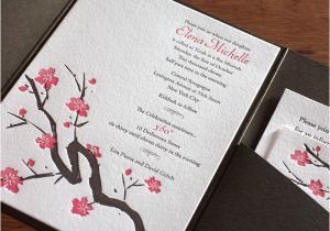 Japanese Cherry Blossom Wedding Invitations Cherry Blossom Wedding Invitations Letterpress Wedding