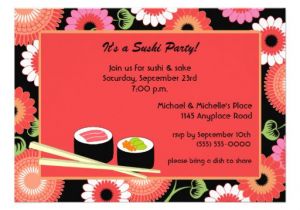 Japanese Party Invitation Template Sushi Party Invitation 5 Quot X 7 Quot Invitation Card Zazzle