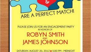 Jigsaw Puzzle Party Invitations Perfect Match Jigsaw Puzzle Engagement Party Customized