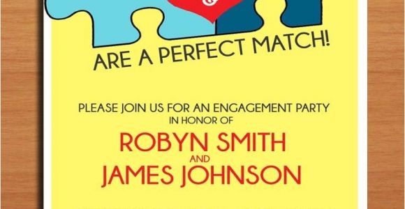 Jigsaw Puzzle Party Invitations Perfect Match Jigsaw Puzzle Engagement Party Customized