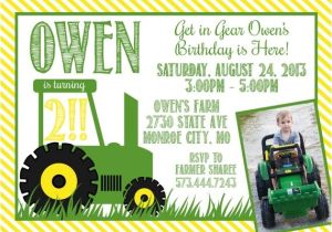 John Deere Tractor Birthday Party Invitations John Deere Green Tractor Birthday Invitation by
