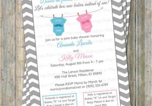 Joint Baby Shower Invites Joint Baby Shower Invitation Double Shower Mustache and Bow