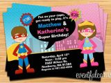 Joint Birthday Party Invitation Template Kids Superhero and Supergirl Joint Birthday Party Invitation