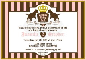 Juicy Couture Baby Shower Invitations Couture Inspired Baby Shower Invitation Juicy Baby Shower