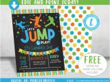 Jump Birthday Invitation Template Boy Jump Birthday Invitation Trampoline Party Invite