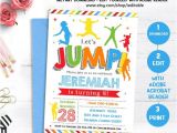 Jump Birthday Invitation Template Jump Invitation Bounce House Birthday Invite Trampoline
