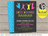 Jump Party Invitation Template Bounce Invitation Instant Download Bounce Party Invitation