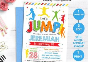 Jump Party Invitation Template Jump Invitation Bounce House Birthday Invite Trampoline