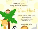 Jungle theme Baby Shower Invitation Templates Baby Shower Invitations Safari theme Wording