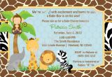Jungle theme Baby Shower Invitation Templates Baby Shower Invitations Safari theme Wording