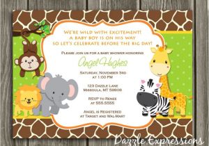Jungle theme Baby Shower Invitation Wording Printable Jungle Baby Shower Invitation