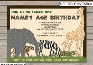 Jungle theme Party Invitation Templates Safari or Zoo Party Invitations Template Birthday Party