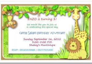 Jungle theme Party Invites Jungle themed 1st Birthday Invitations Safari themed