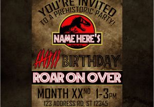 Jurassic Park Birthday Invitation Template Jurassic Park Personalized Birthday Invitation Digital