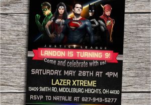 Justice League Birthday Invitations Printable Justice League Birthday Party Invitation by Dottydigitalparty