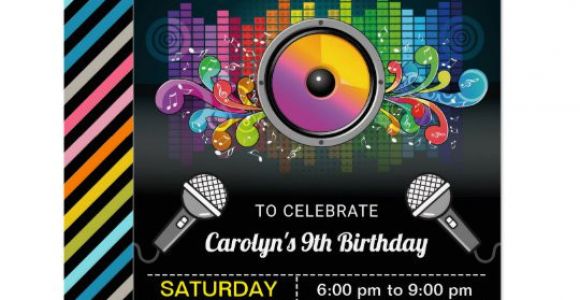 Karaoke Party Invitation Template Karaoke Party Colorful Music Birthday Invitation
