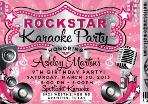 Karaoke Party Invitation Template Vip Rock Star Karaoke Birthday Invitation Di 8018
