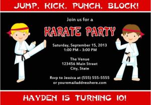 Karate Party Invitation Template Karate Birthday Party Invitations