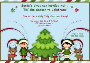 Kids Holiday Party Invitation Elf Christmas Party Invitations or Birthday Invitations