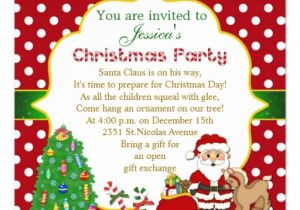 Kids Holiday Party Invitation Santa Tree Rocking Horse Kids Christmas Party 5 25