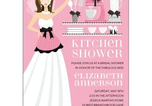 Kitchen Party Invitation Cards Zambia Kitchen Bride Pink Brunette Shower Invitations Paperstyle