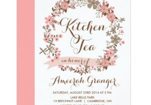 Kitchen Tea Party Invitation Ideas Pink Floral Wreath Kitchen Tea Party Invitation Zazzle