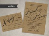 Kraft Paper Wedding Invitation Kit Kraft Wedding Invitation and Reply Card Flourish Script