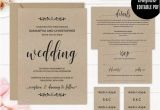 Kraft Paper Wedding Invitation Template Kraft Paper Wedding Invitation Set Template Printable Modern