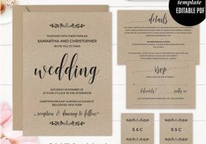 Kraft Paper Wedding Invitation Template Kraft Paper Wedding Invitation Set Template Printable Modern