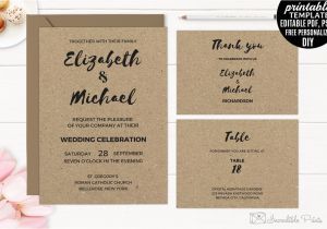 Kraft Paper Wedding Invitation Template Kraft Paper Wedding Invitation Wedding Templates