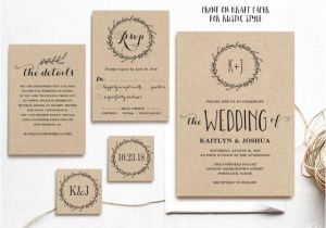 Kraft Wedding Invitation Template Classic Wreath Printable Wedding Invitation Template