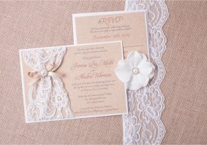 Lace and Pearls Bridal Shower Invitations Abigail Burlap Lace Wedding Invitation Vintage Rustic