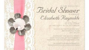 Lace and Pearls Bridal Shower Invitations Rustic Lace and Pearls Bridal Shower Invitations 5" X 7