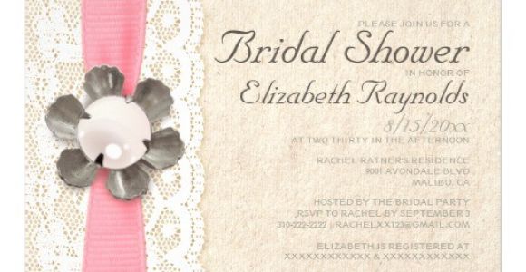 Lace and Pearls Bridal Shower Invitations Rustic Lace and Pearls Bridal Shower Invitations 5" X 7