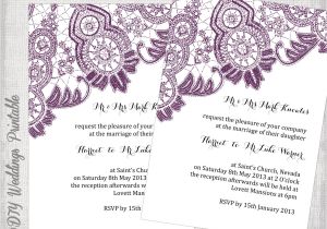 Lace Wedding Invitation Template Lace Wedding Invitation Template Plum Purple Antique