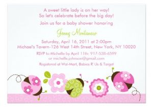 Ladybug Invitations for Baby Shower Pink Green Ladybug Flower Baby Shower Invitations
