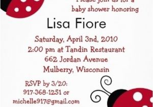 Ladybug themed Baby Shower Invitations Ladybug Baby Shower Invitation Sample