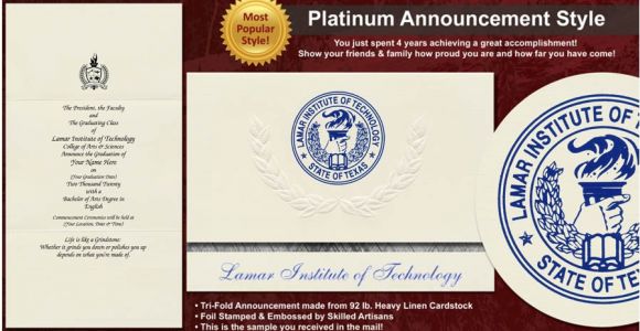 Lamar University Graduation Invitations Lamar Institute Of Technology Graduation Announcements