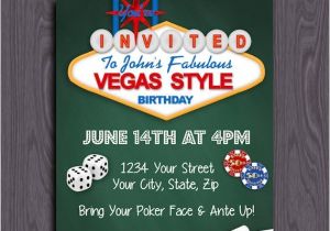 Las Vegas themed Birthday Invitations Printable Birthday Party Invitation Las Vegas Birthday