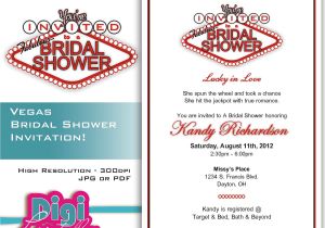 Las Vegas themed Bridal Shower Invitations Bridal Shower Invitation Las Vegas Digital Download Diy
