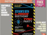 Laser Tag Birthday Invitation Template Laser Tag Invitation with Free Thank You Card Laser Tag