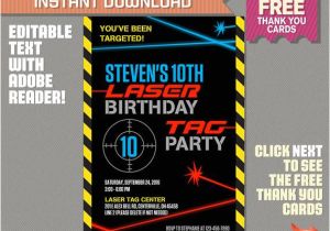 Laser Tag Birthday Invitation Template Laser Tag Invitation with Free Thank You Card Laser Tag