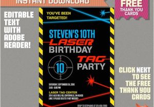 Laser Tag Birthday Party Invitation Template Free Laser Tag Invitation with Free Thank You Card Laser Tag