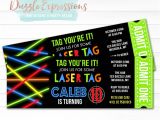 Laser Tag Party Invitations Free Printable Glow Laser Tag Ticket Birthday Invitation Kids